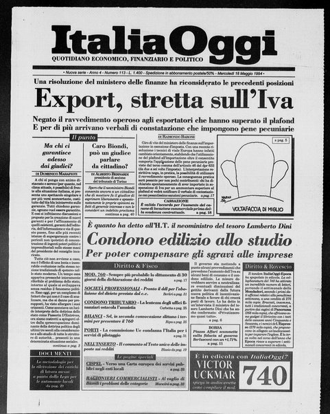 Italia oggi : quotidiano di economia finanza e politica